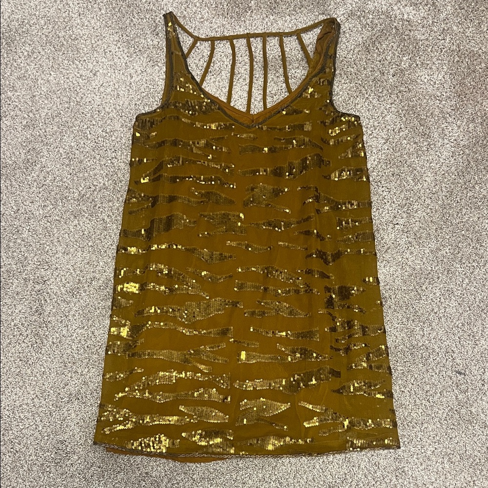 UO Gold Sequin Tiger Stripe Mini Dress